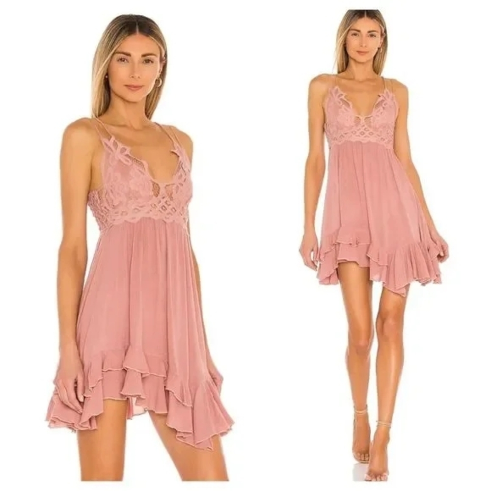 Nwt Free People Women's Adella Slip Dress Rose Pink Size Med